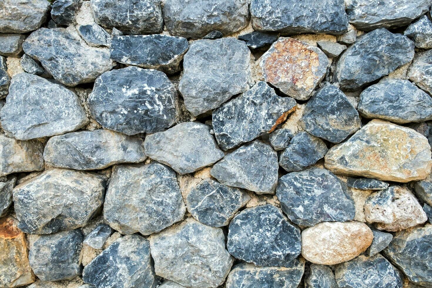 Mauer Felsen Felsbrocken grau gestapelt foto