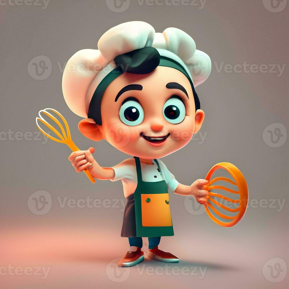 3d Charakter zum ein webbasiert Kochen und Rezept App zum Kinder. foto