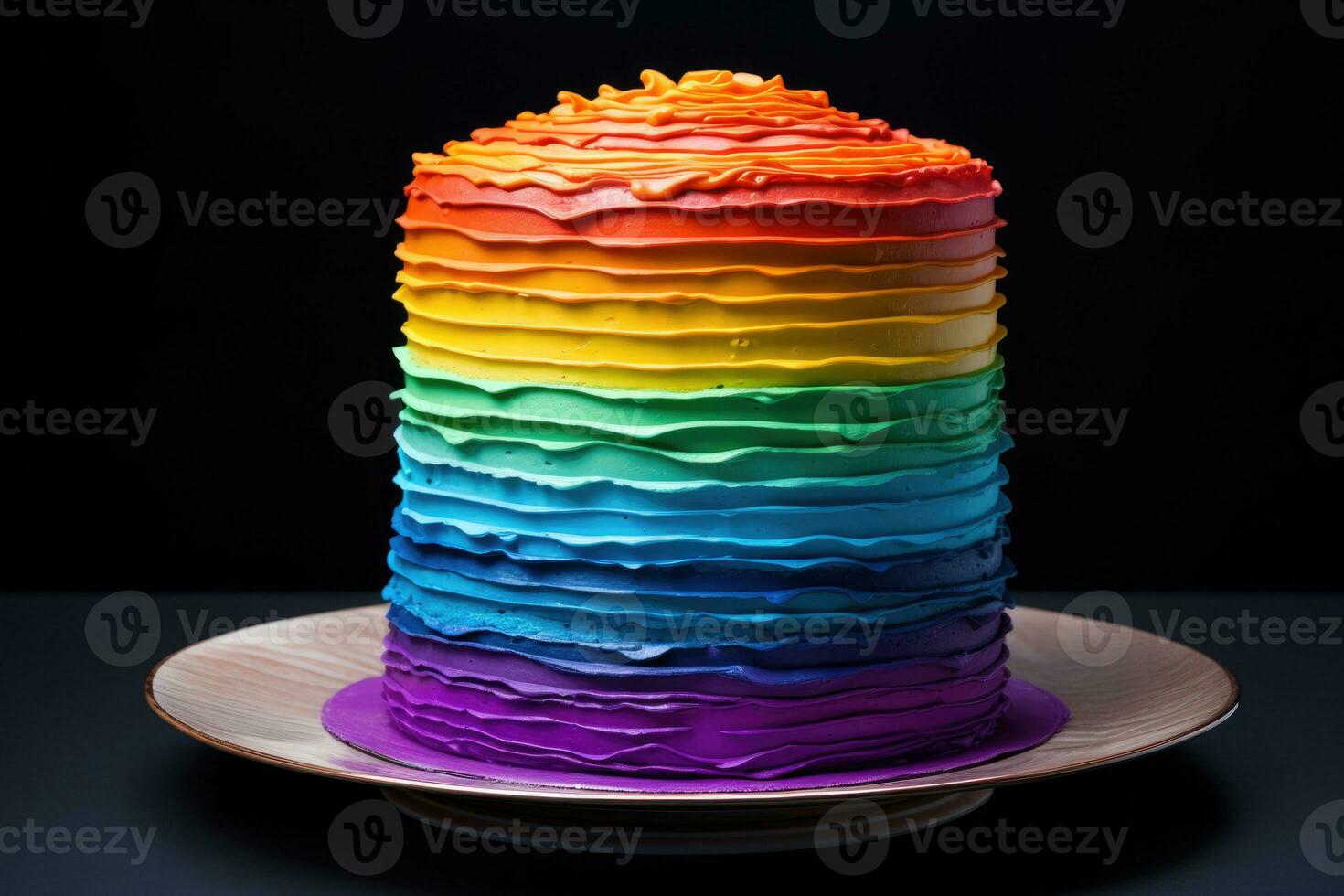 Kuchen mit Regenbogen Lagen. ai generiert foto