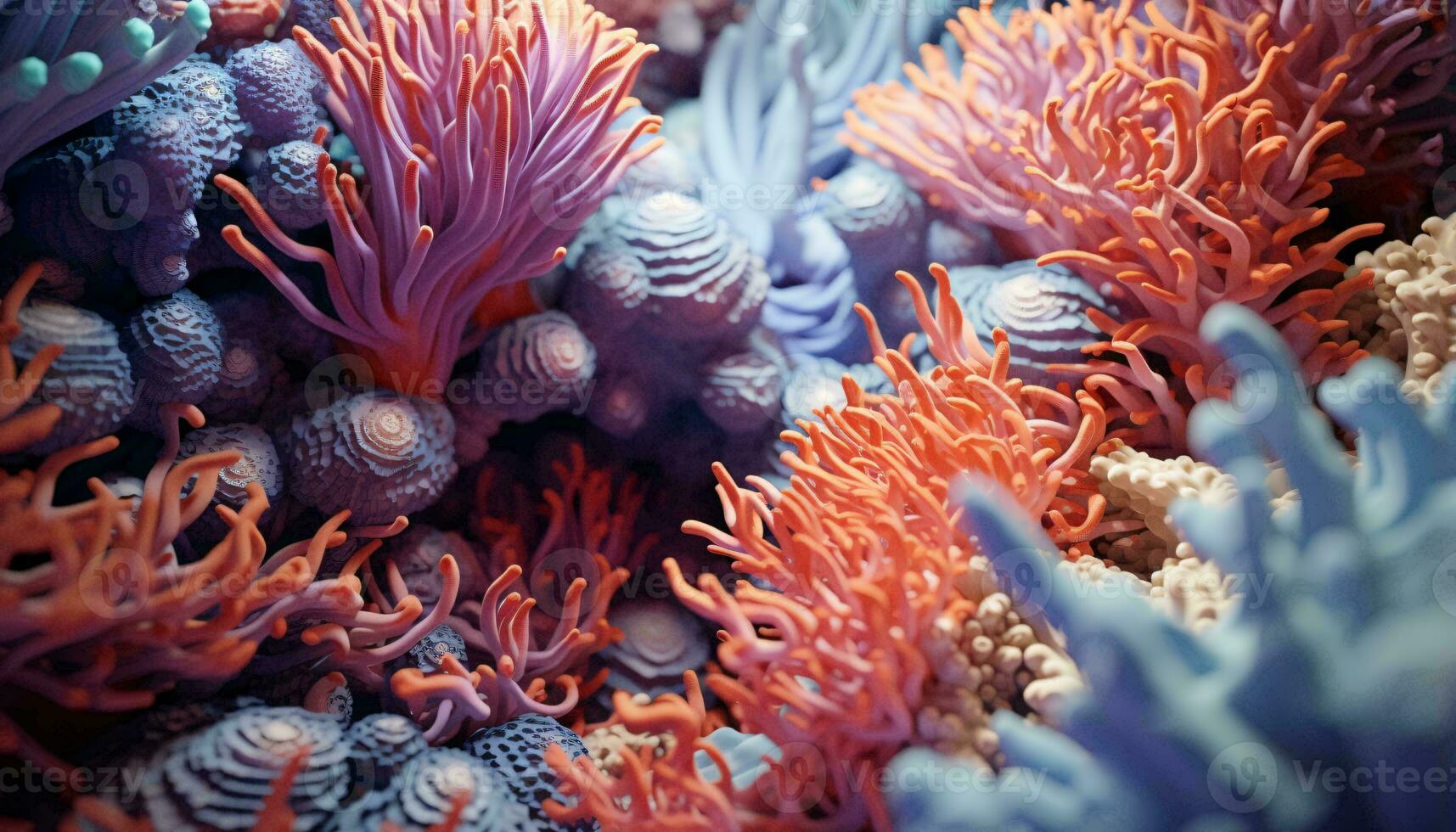bunt Koralle Riff Ökosystem oben schließen ai generiert foto