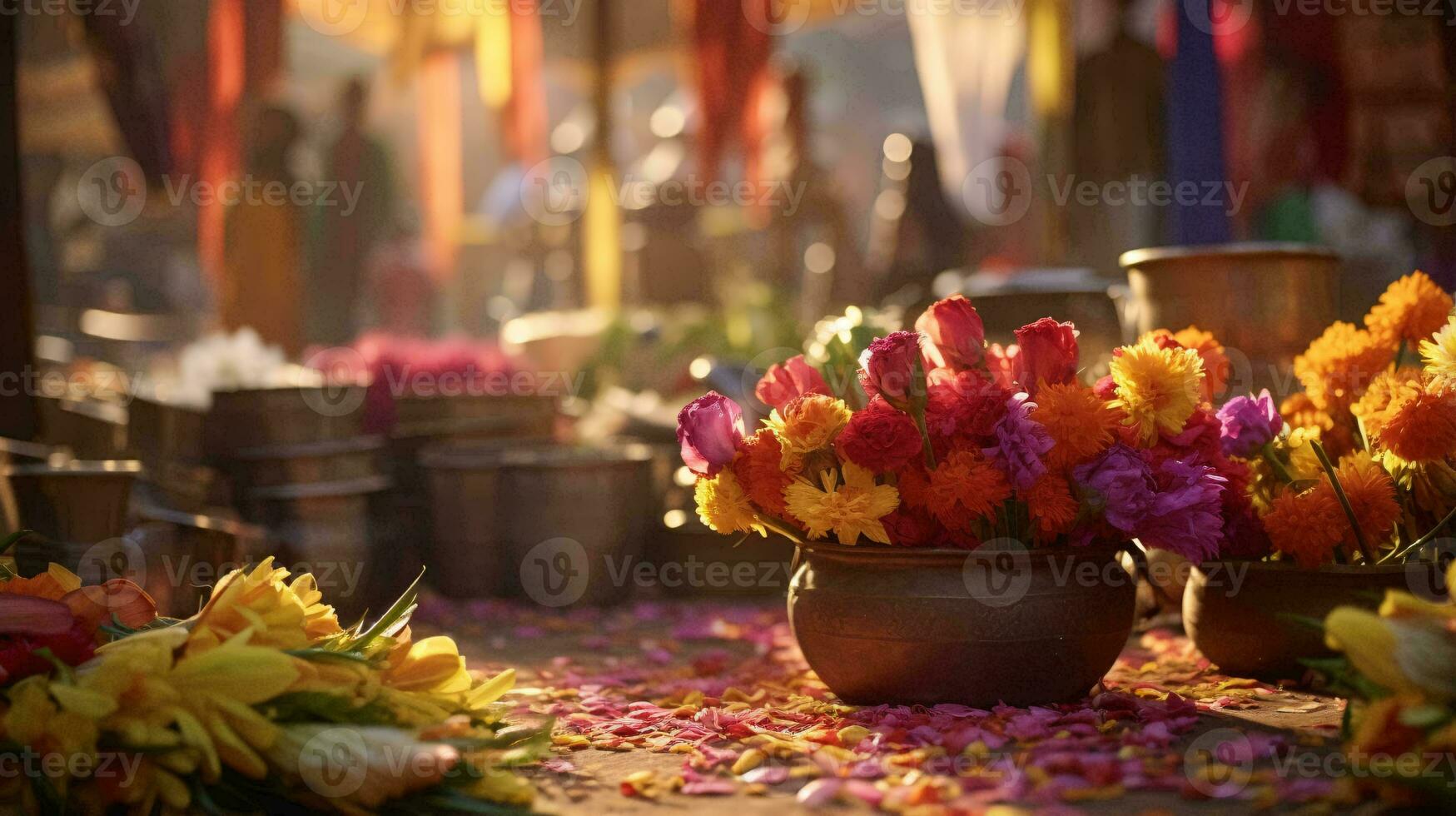 ein bunt Strauß von Blumen im ein Vase ai generiert foto