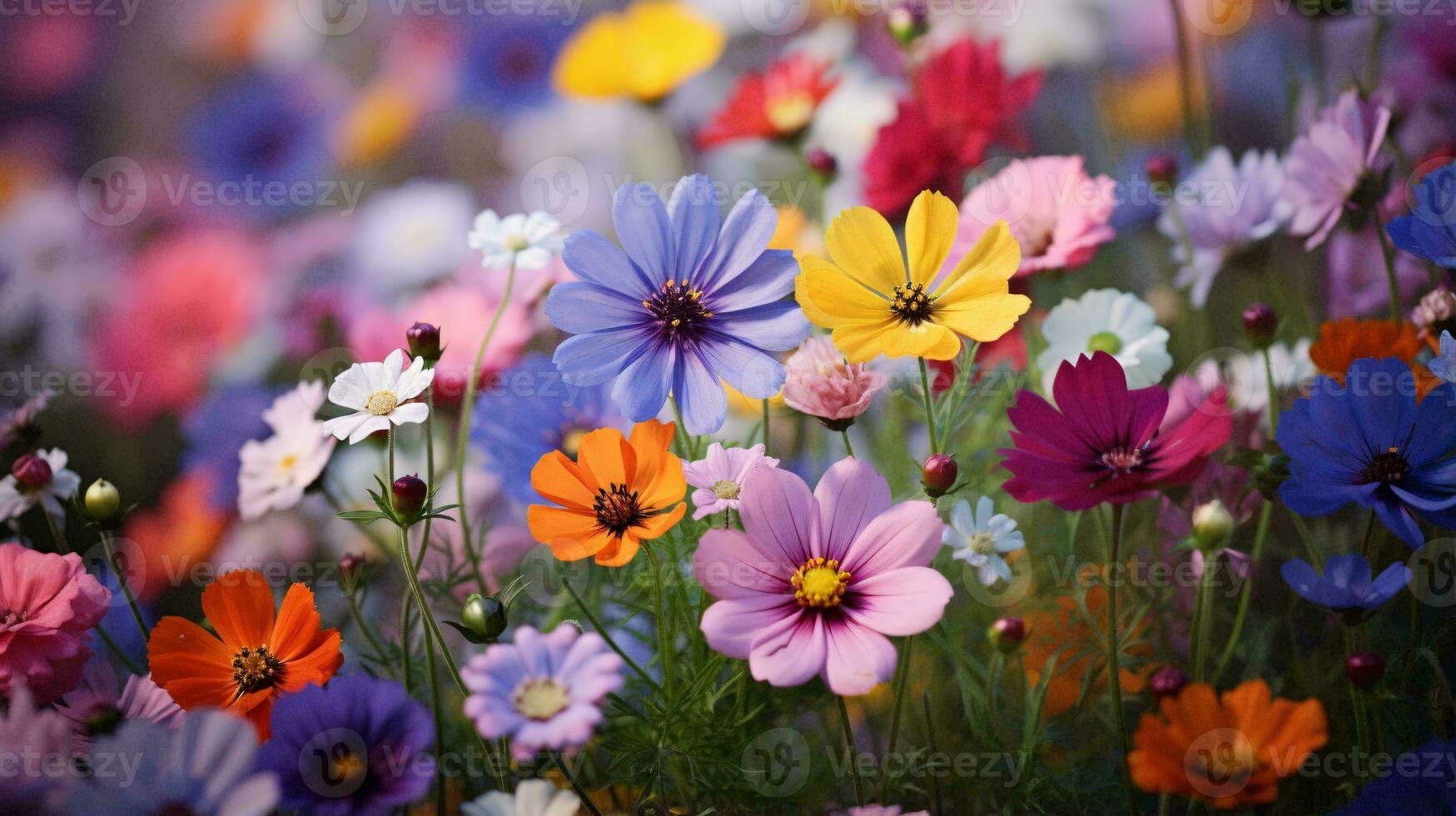 ein Gruppe von bunt Blumen ai generiert foto