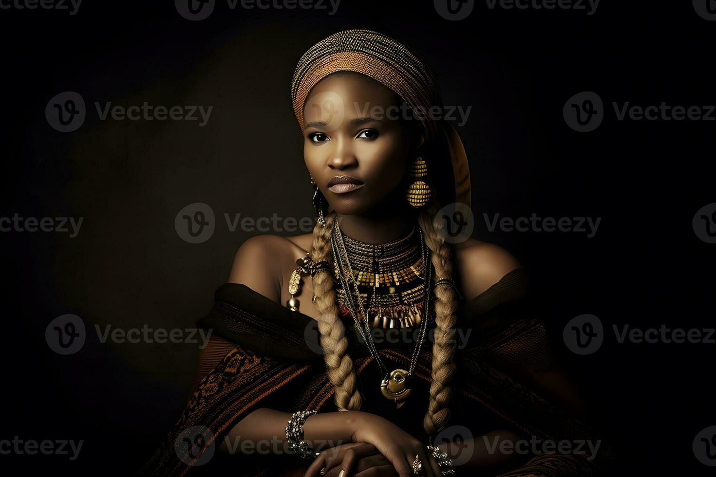 schön afrikanisch Frau im ethnisch Kleid. neural Netzwerk ai generiert foto