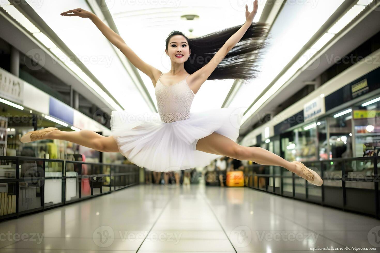 asiatisch Frau im Wasser. neural Netzwerk ai generiert foto