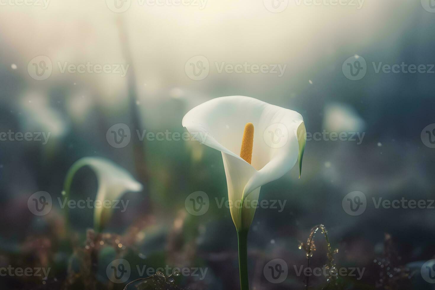 Calla Lilie Blumen im botanisch Garten. neural Netzwerk ai generiert foto