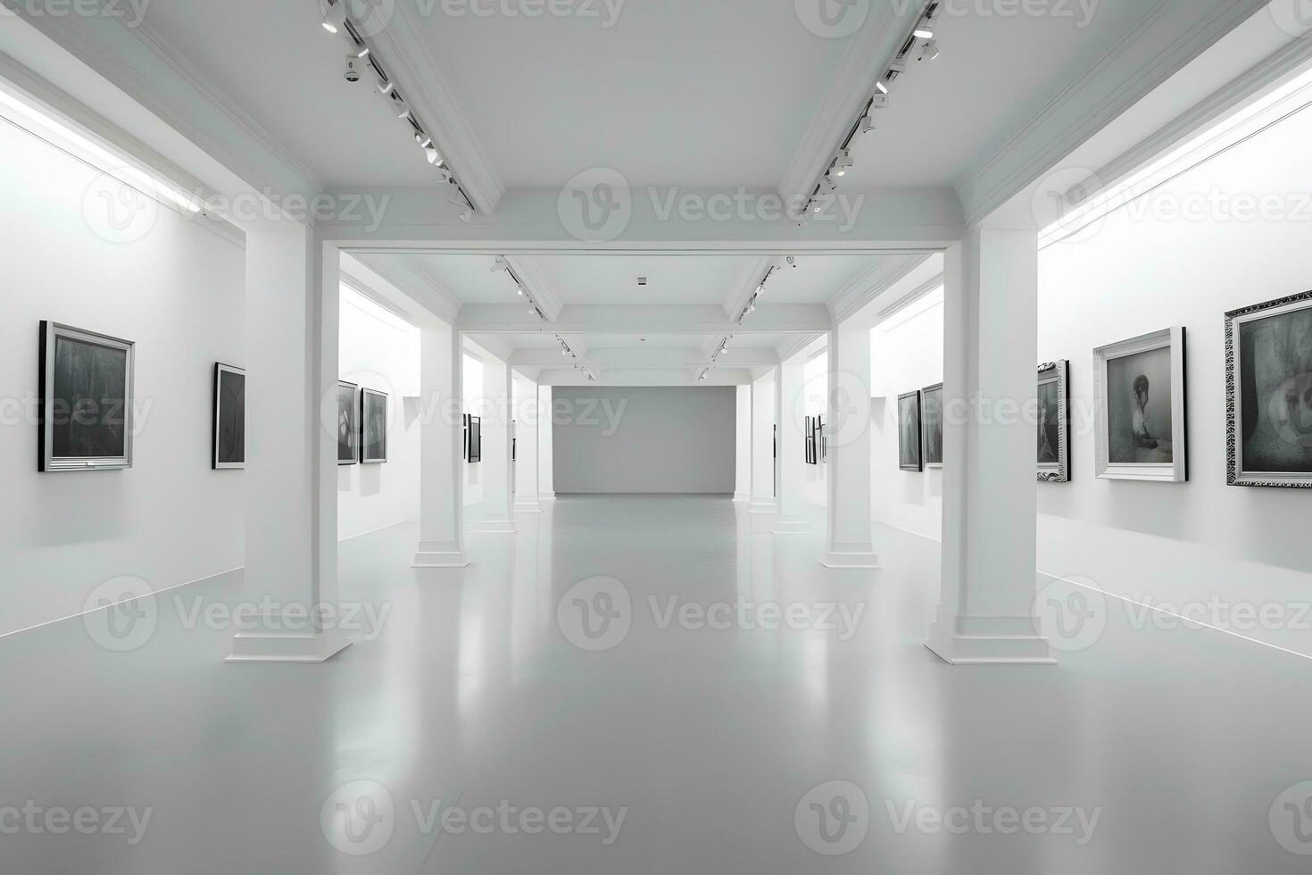 Weiß Galerie Zimmer Innere. neural Netzwerk ai generiert foto