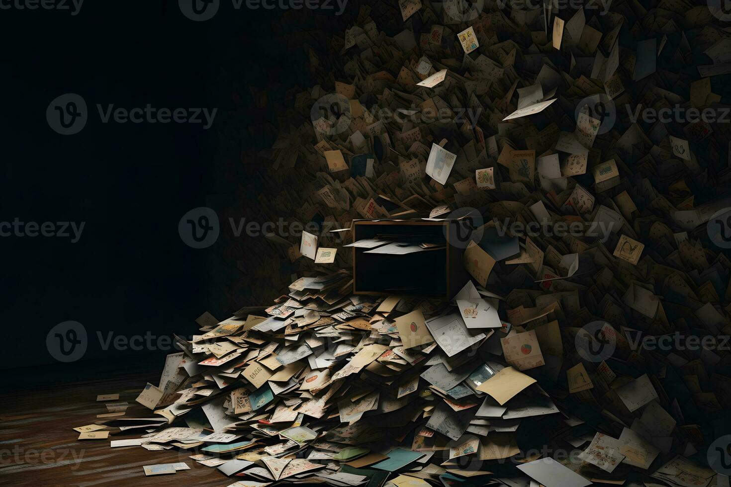 überladen Briefkasten, ein Menge von Briefe. neural Netzwerk ai generiert foto