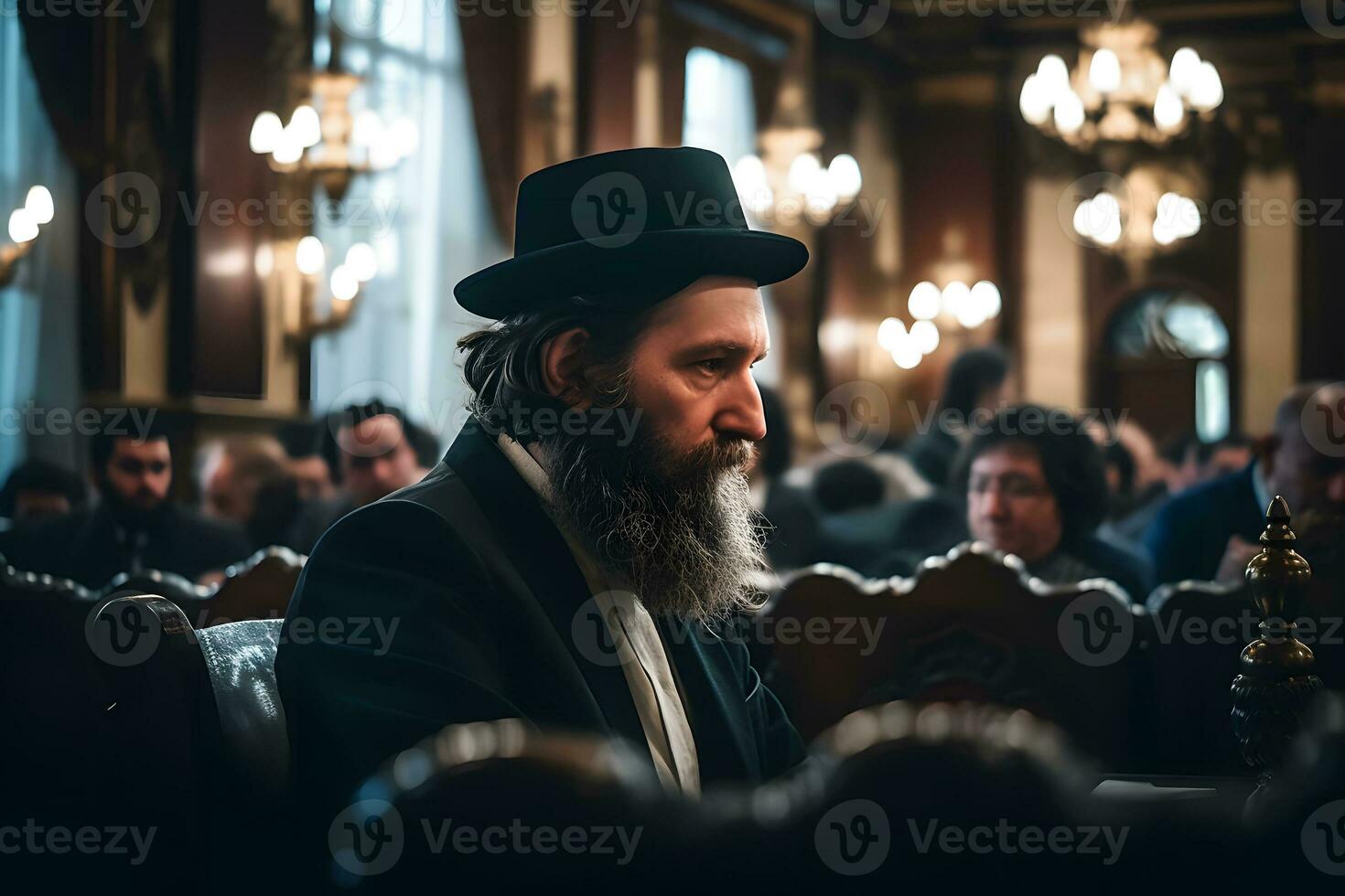 orthodox Jude liest Gebete im das Tempel. neural Netzwerk ai generiert foto