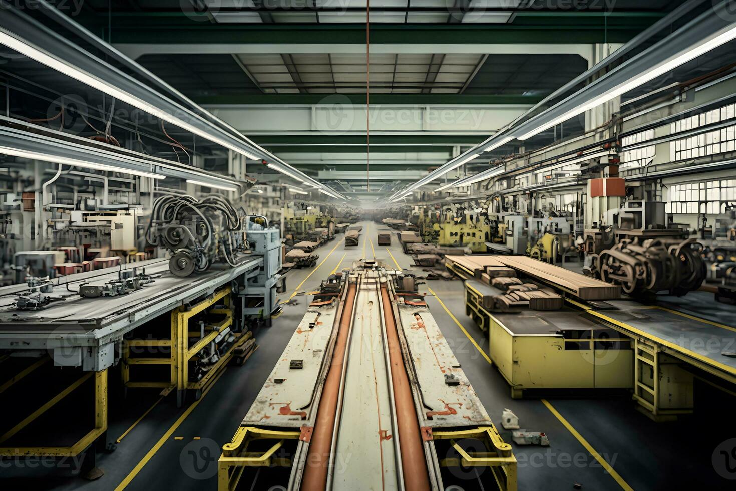 industriell Fabrik im mechanisch Ingenieurwesen zum das Herstellung von Transformer - - Innere von ein Produktion Halle. neural Netzwerk ai generiert foto