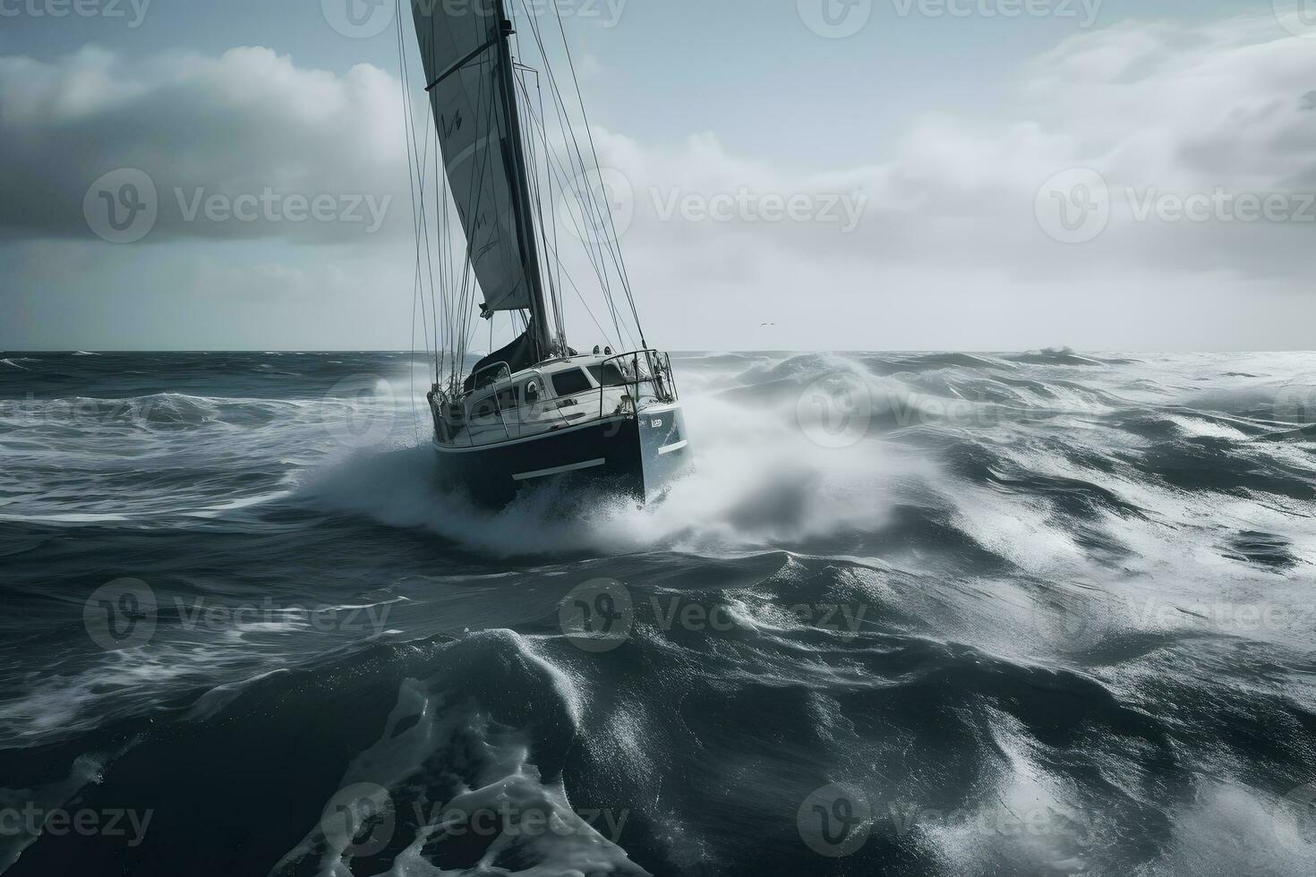 Segeln Boot beim Meer. neural Netzwerk ai generiert foto
