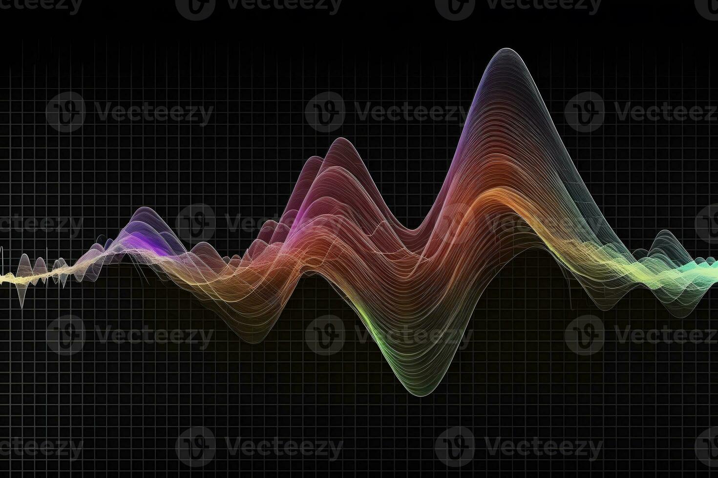 Equalizer Schallwelle Regenbogen Hintergrund. neural Netzwerk ai generiert foto