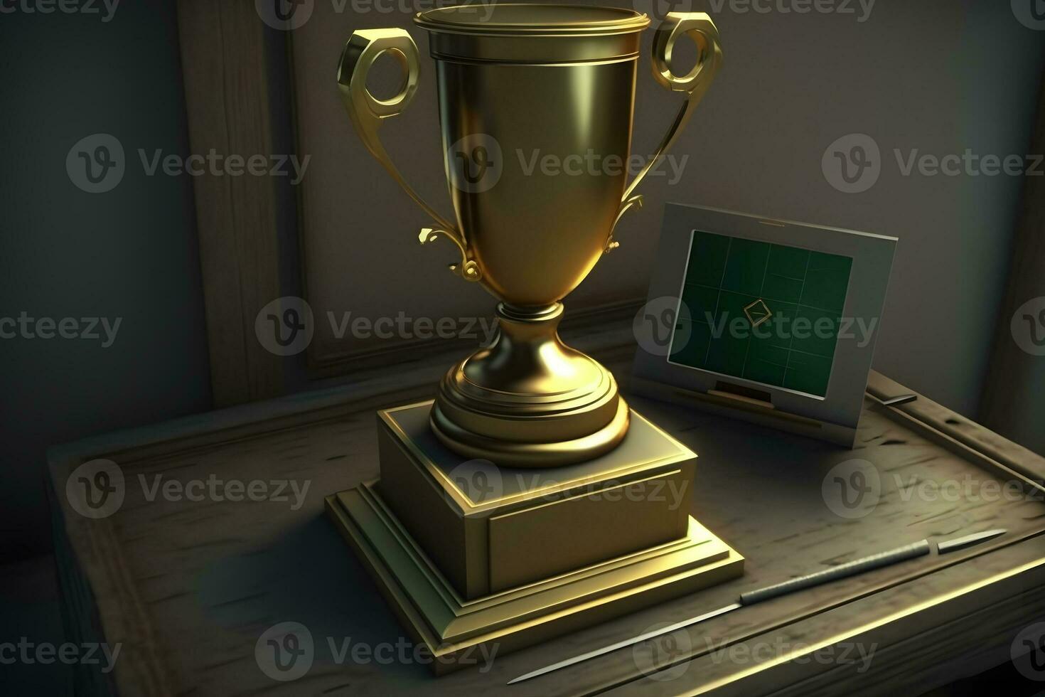 Champion golden Trophäe. neural Netzwerk ai generiert foto