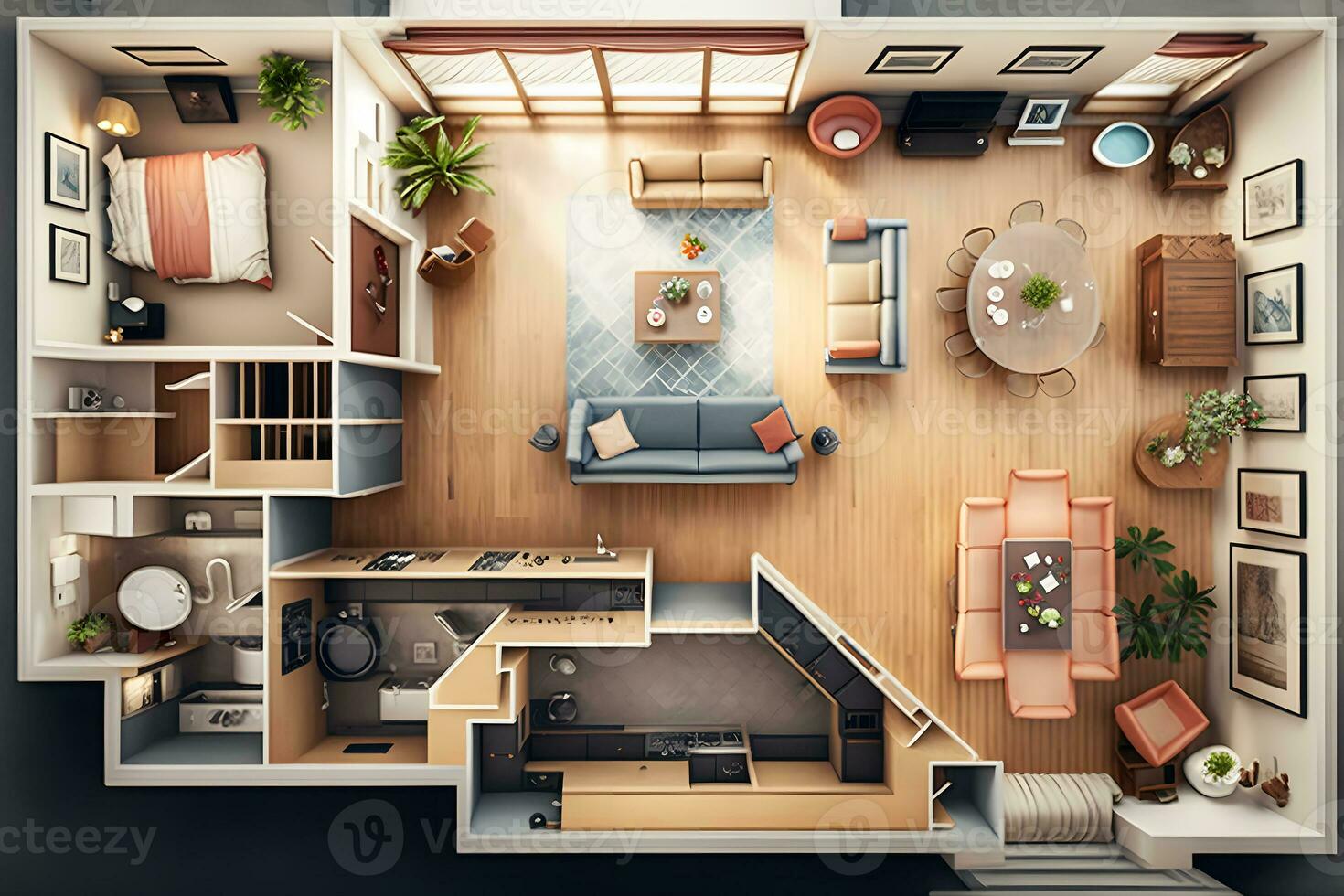 planen von ein Wohnung oder Haus. Innere Design. neural Netzwerk ai generiert foto