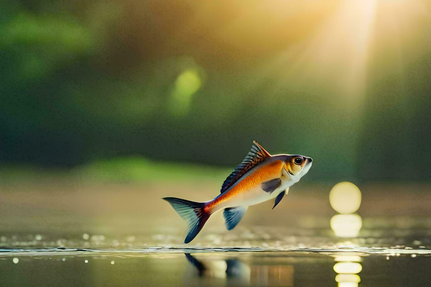 ein Fisch ist Springen aus von das Wasser. KI-generiert foto