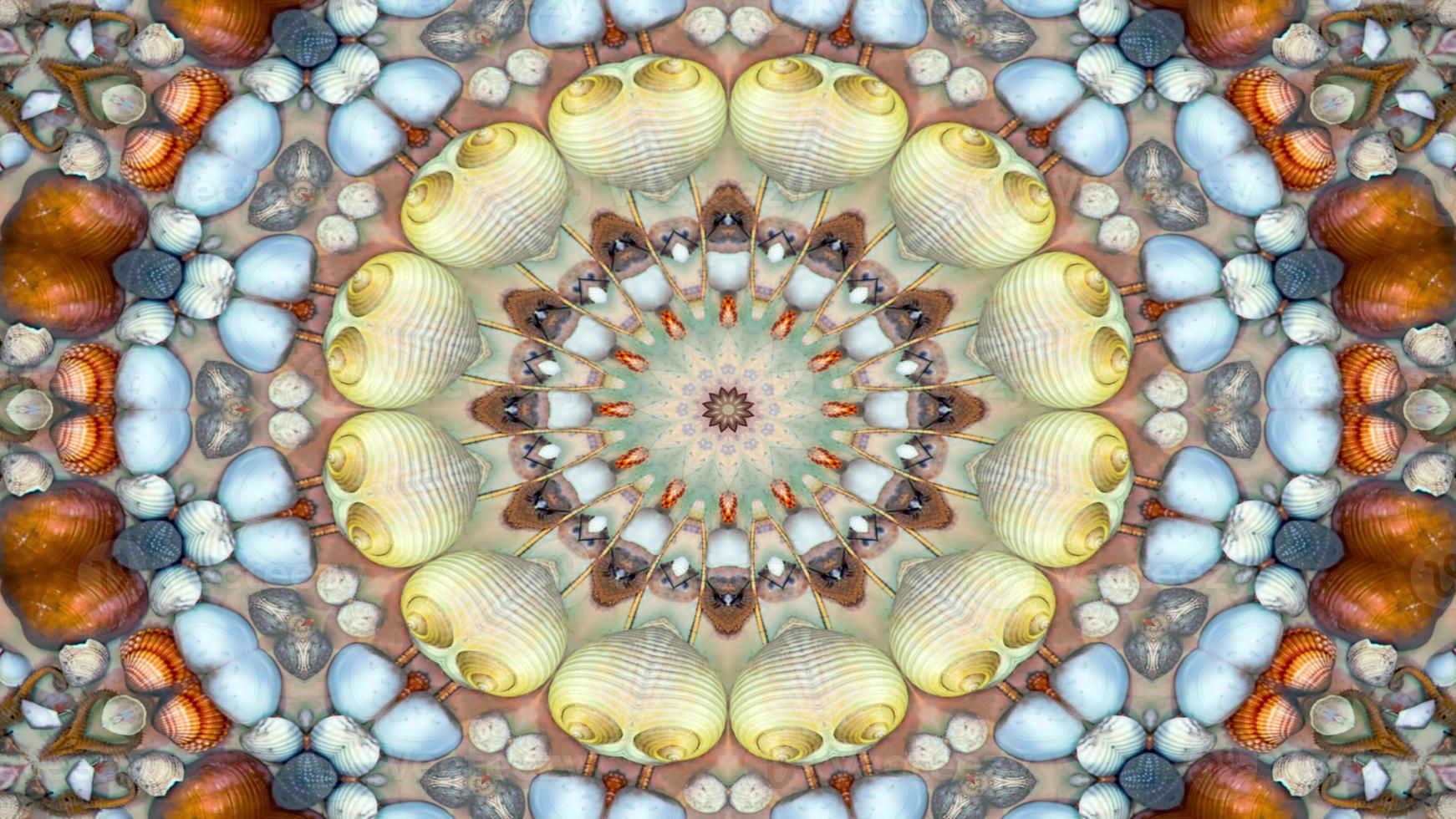 trockene Muscheln und Sterne Kaleidoskop foto