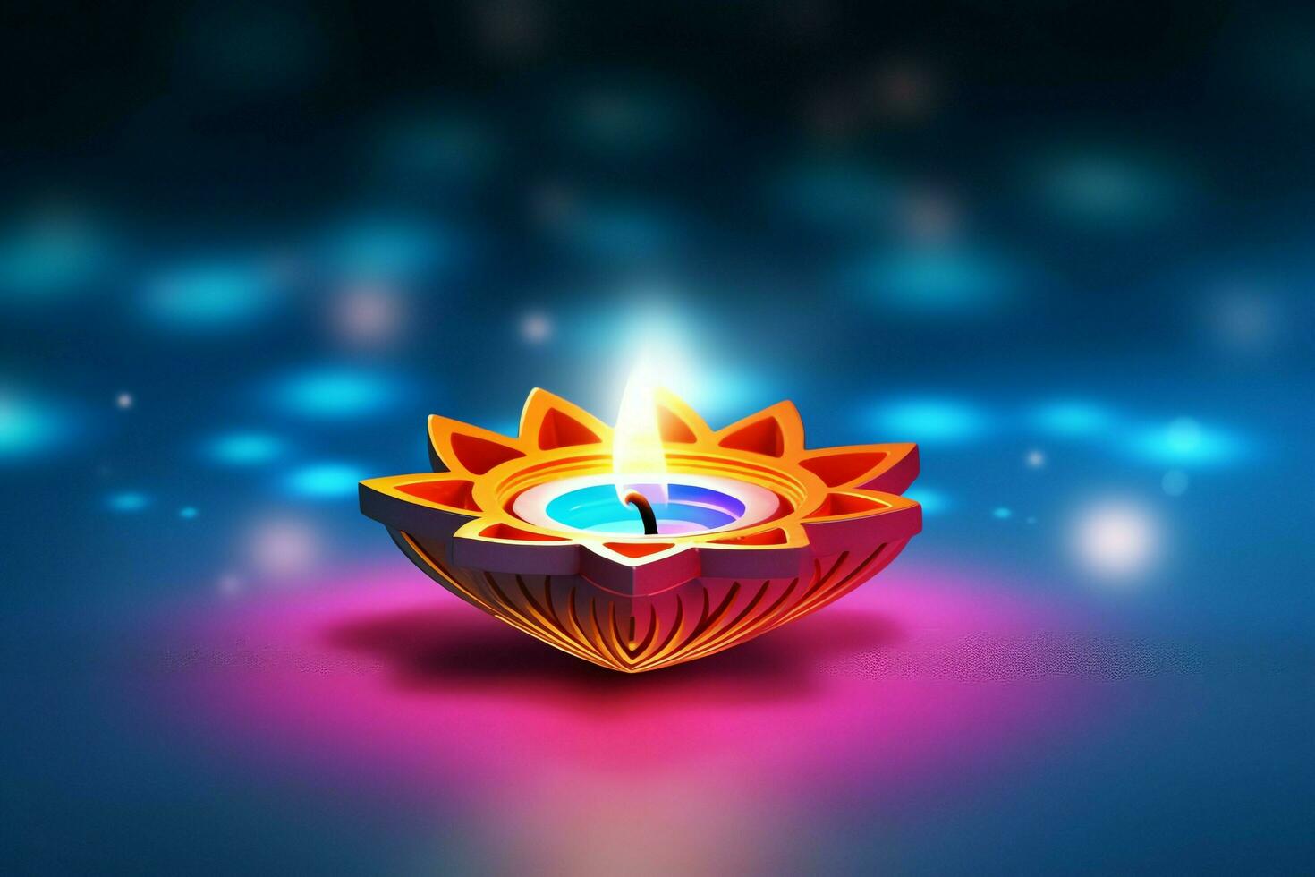 glücklich Diwali oder Deepavali traditionell indisch Festival mit Lehm Diya Öl Lampe. indisch Hindu Festival von Licht Symbol mit Kerze und Licht. Lehm Diya Lampe zündete während Diwali Feier durch ai generiert foto