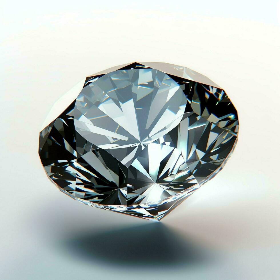 Weiß glänzend klar groß Diamant oder schön Juwel isoliert auf Weiß Oberfläche. blendend klassisch Diamant Konzept durch ai generiert foto