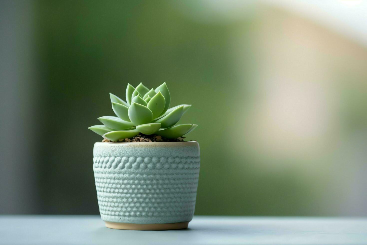 eingetopft saftig Pflanze gasteria oder klein Kaktus mit Kopieren Raum. Zuhause Gartenarbeit und minimalistisch Pflanze Konzept durch ai generiert foto