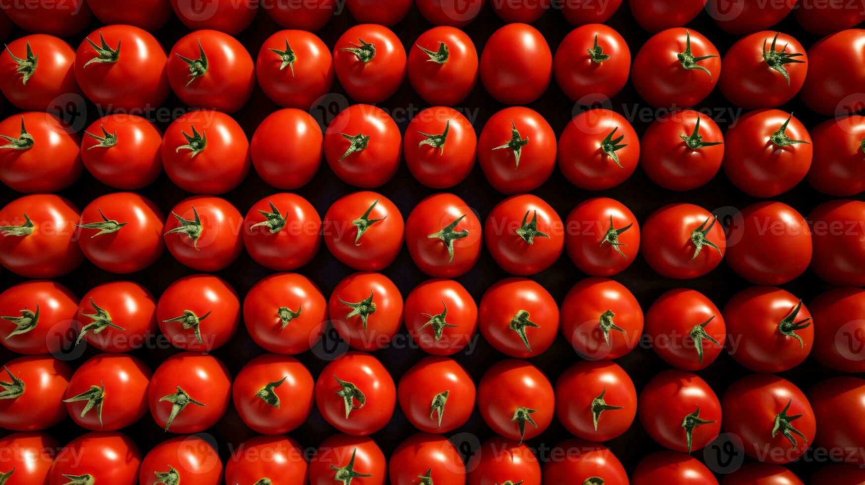 ein Bündel von rot Tomaten auf ein Tisch. das Tomaten sind von anders Formen und Größen, Erstellen ein visuell reizvoll Anzeige. ai generativ foto