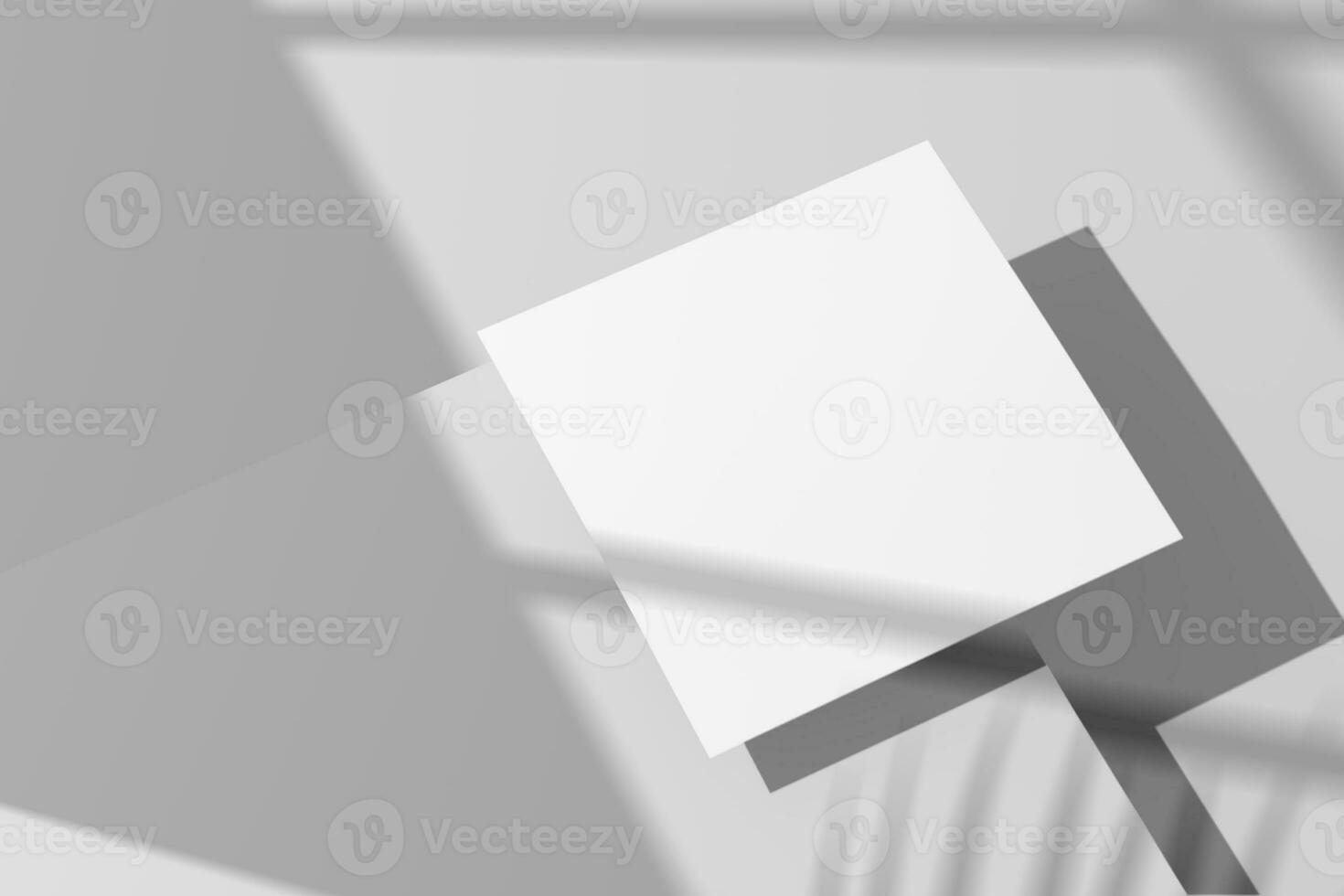 a4 a5 Platz Flyer mit Schatten Overlay 3d Rendern Weiß leer Attrappe, Lehrmodell, Simulation foto
