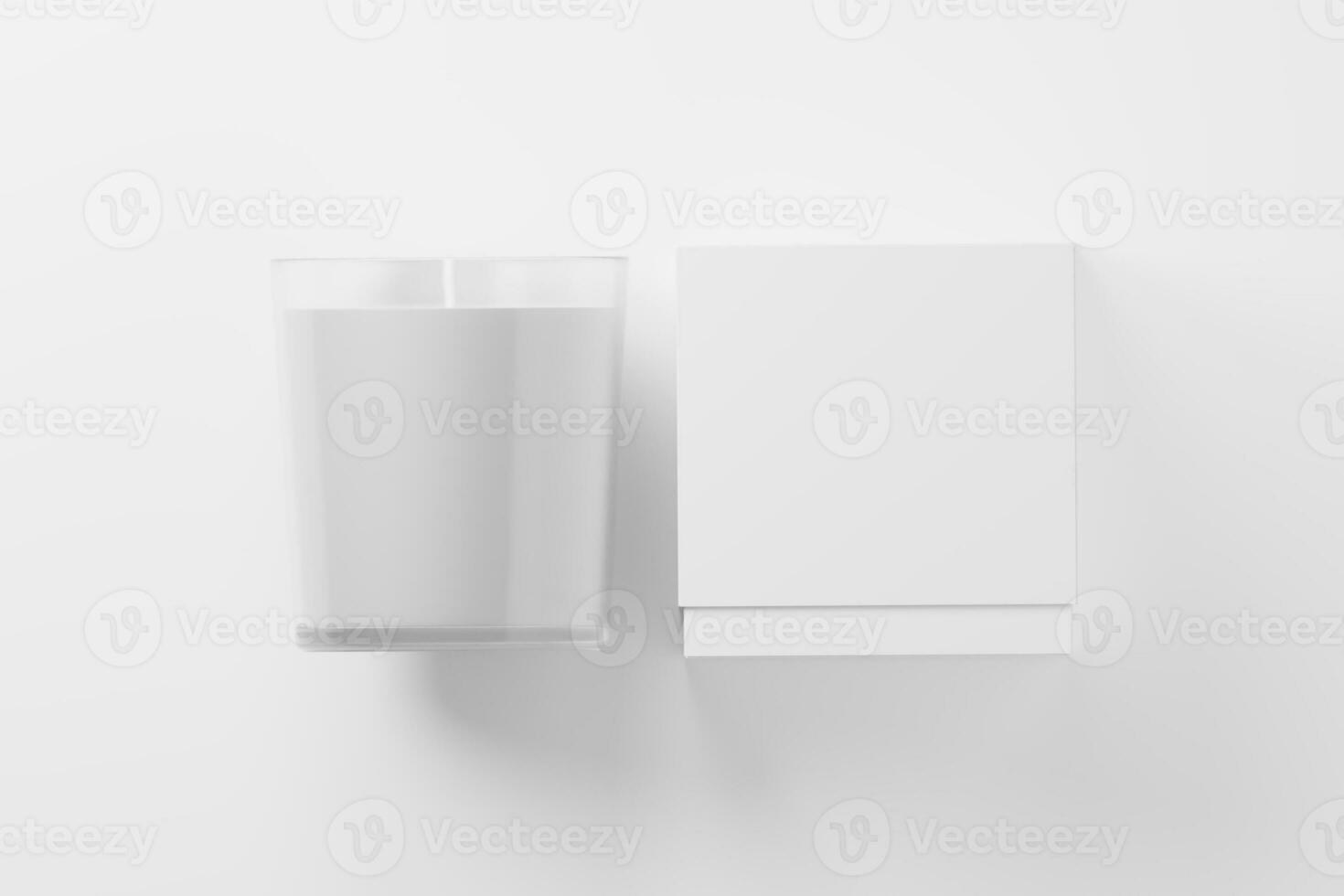 Kerze Glas mit Box Verpackung 3d Rendern Weiß leer Attrappe, Lehrmodell, Simulation foto
