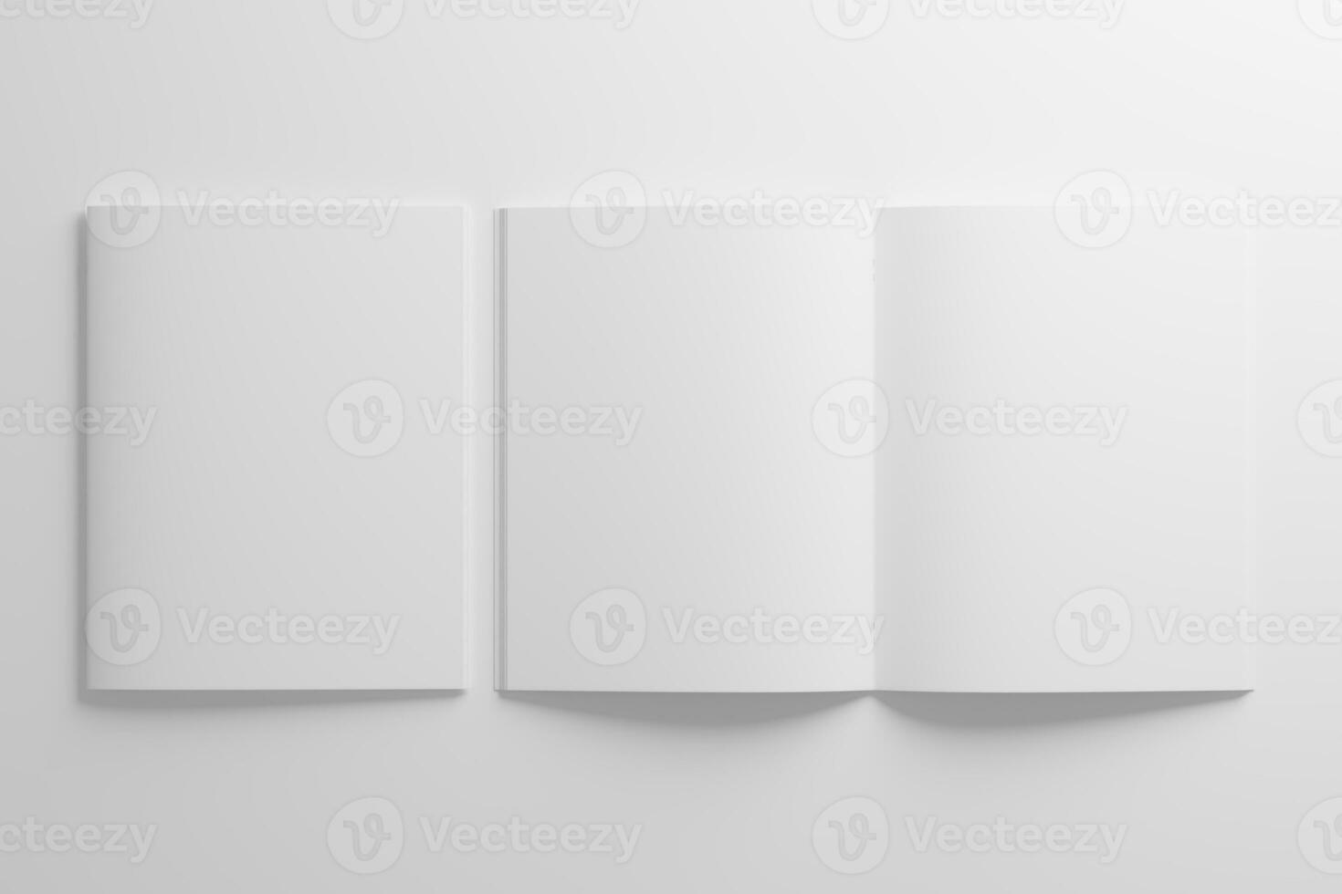 uns Brief Broschüre Katalog Weiß leer 3d Rendern Attrappe, Lehrmodell, Simulation foto