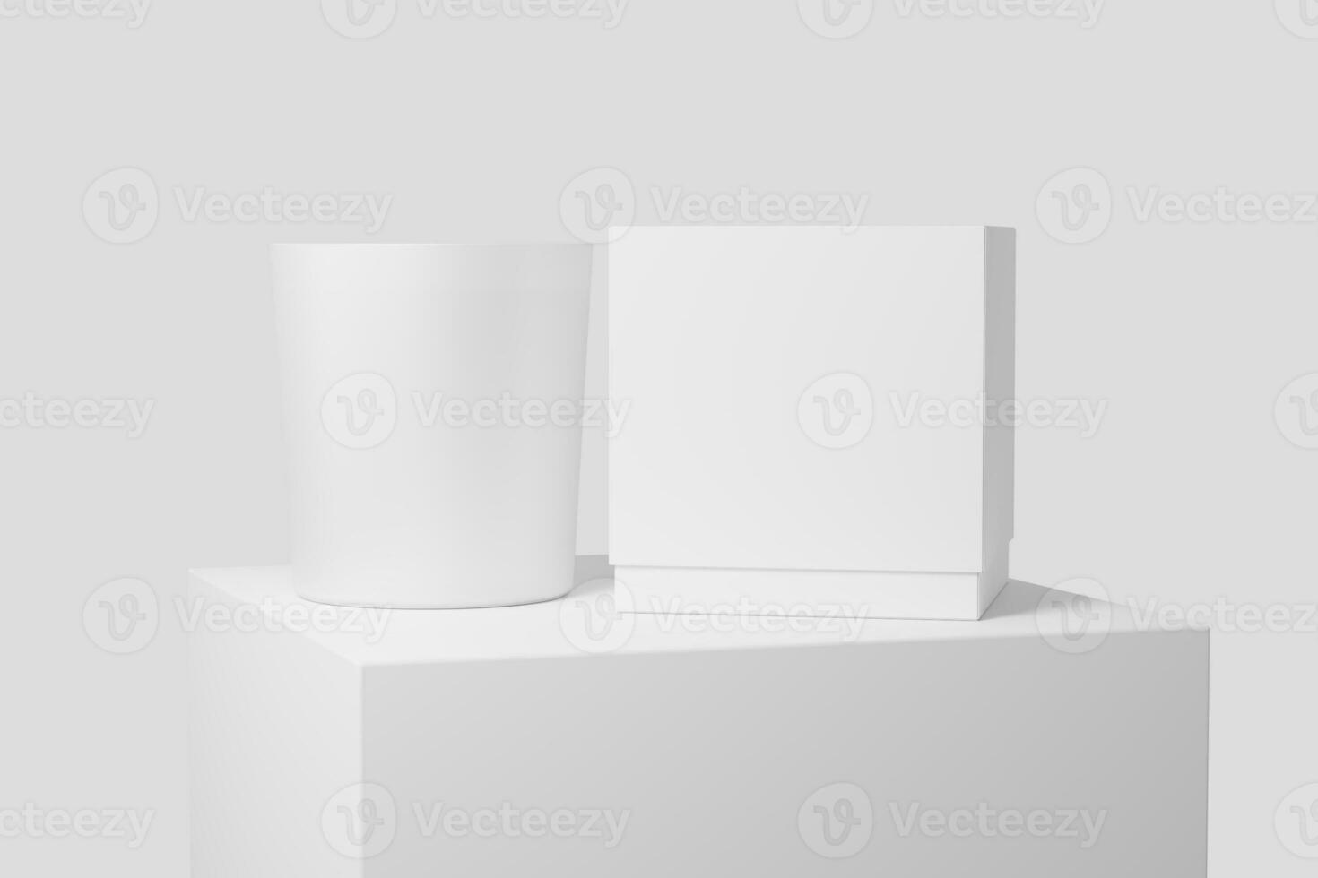 Kerze Glas Verpackung 3d Rendern Weiß leer Attrappe, Lehrmodell, Simulation foto
