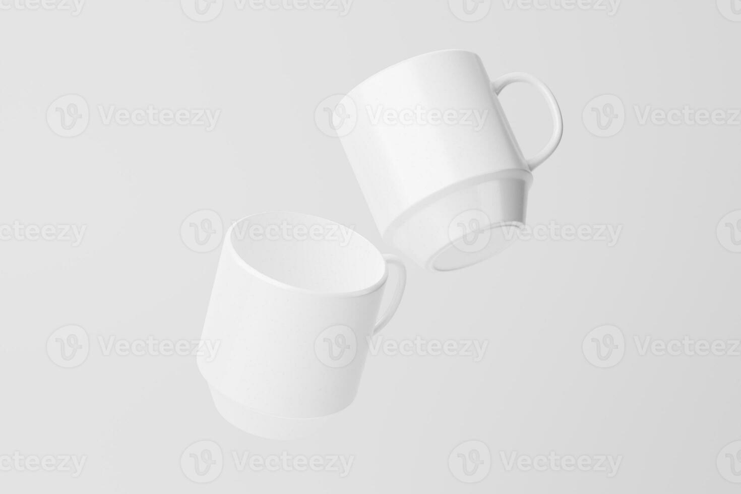 Keramik Becher Tasse zum Kaffee Tee Weiß leer 3d Rendern Attrappe, Lehrmodell, Simulation foto