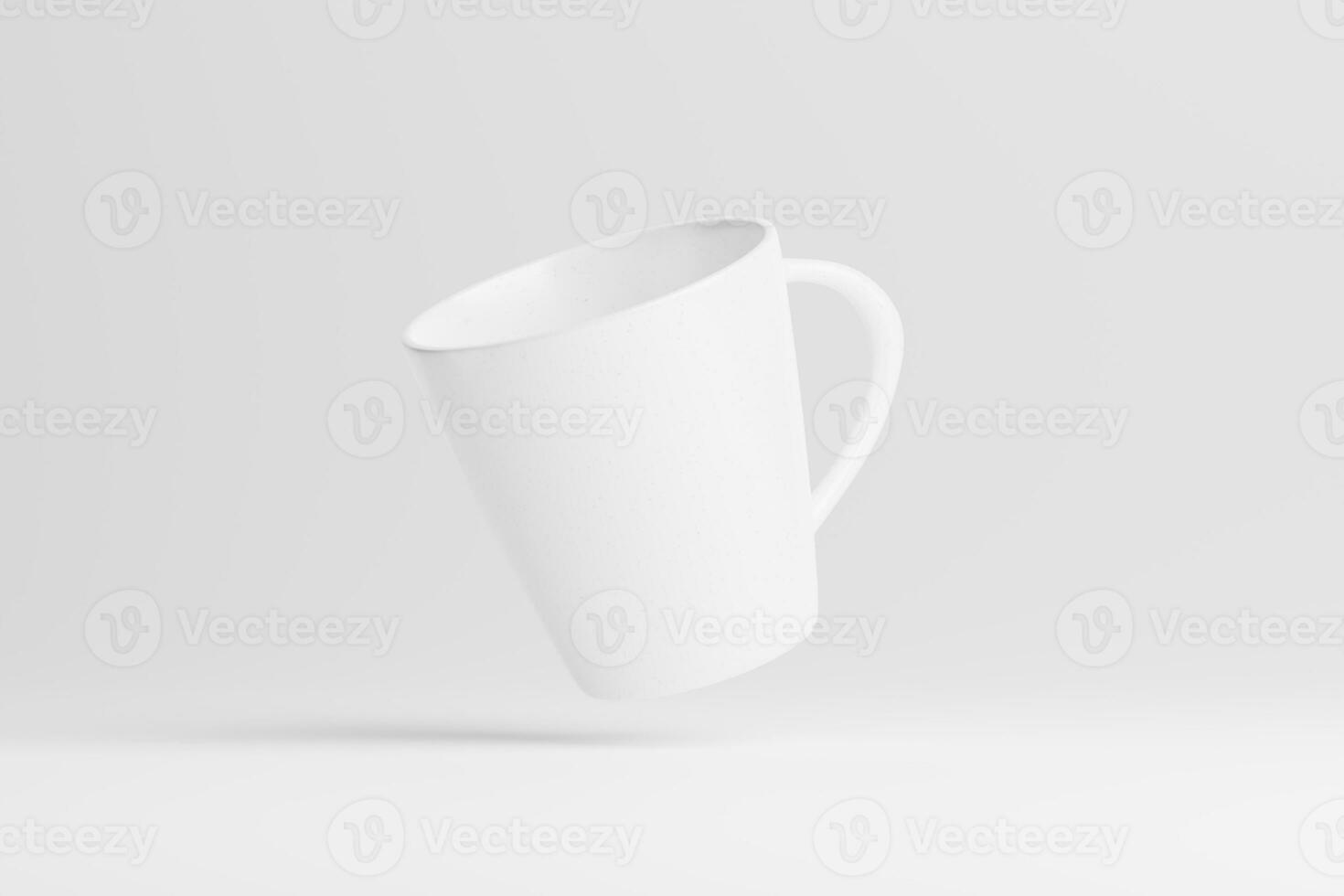 Keramik Becher Tasse zum Kaffee Tee Weiß leer 3d Rendern Attrappe, Lehrmodell, Simulation foto