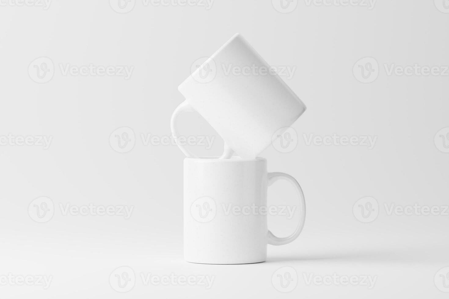 Keramik Becher Tasse zum Kaffee Tee Weiß leer 3d Rendern Attrappe, Lehrmodell, Simulation foto