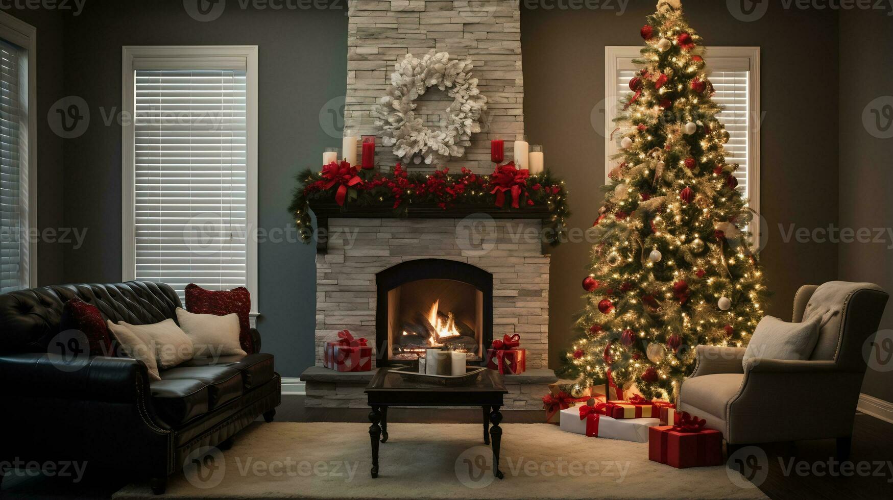 schön dekoriert Weihnachten Baum ai generativ foto