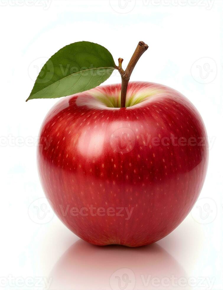 rot Apfel mit Blatt isoliert auf Weiß Hintergrund. ai generiert foto