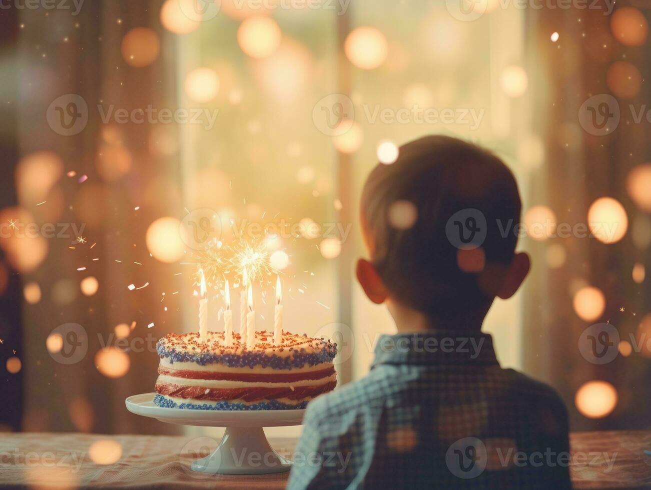 Kind weht aus das Kerzen auf ihr Geburtstag Kuchen ai generativ foto