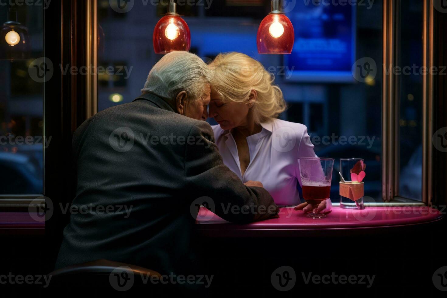 emotional Einschlag Neon- retro Stil fotografieren von Menschen ai generativ foto