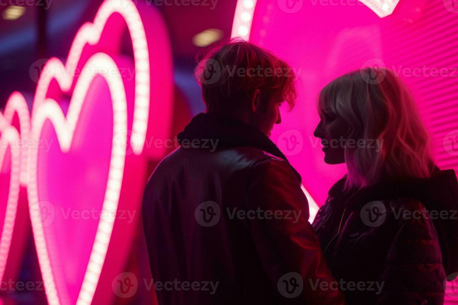 emotional Einschlag Neon- retro Stil fotografieren von Menschen ai generativ foto