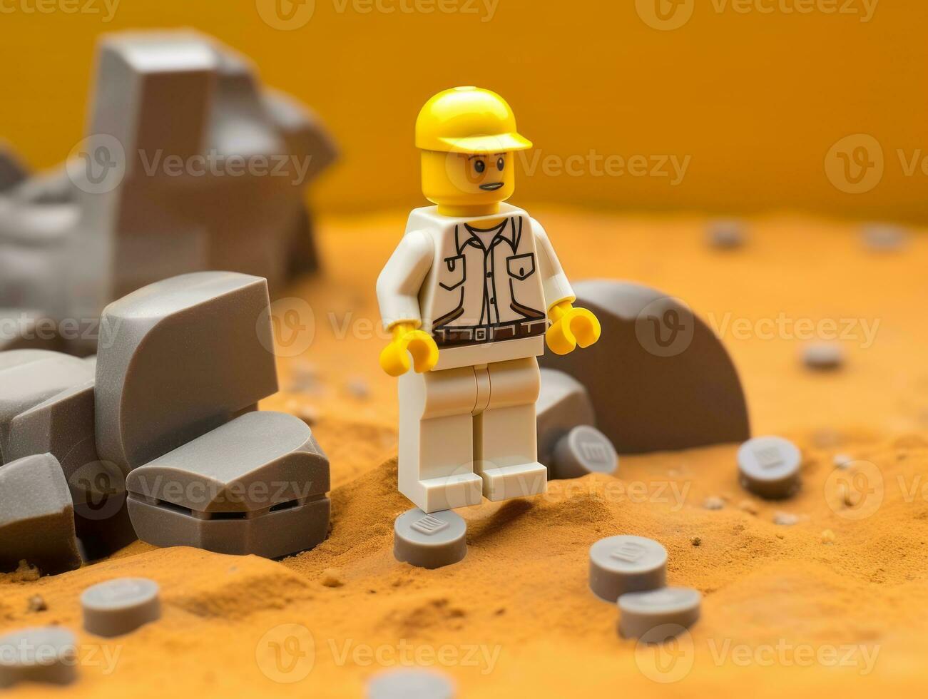 Lego Charakter erkunden ein Epos Lego Welt ai generativ foto