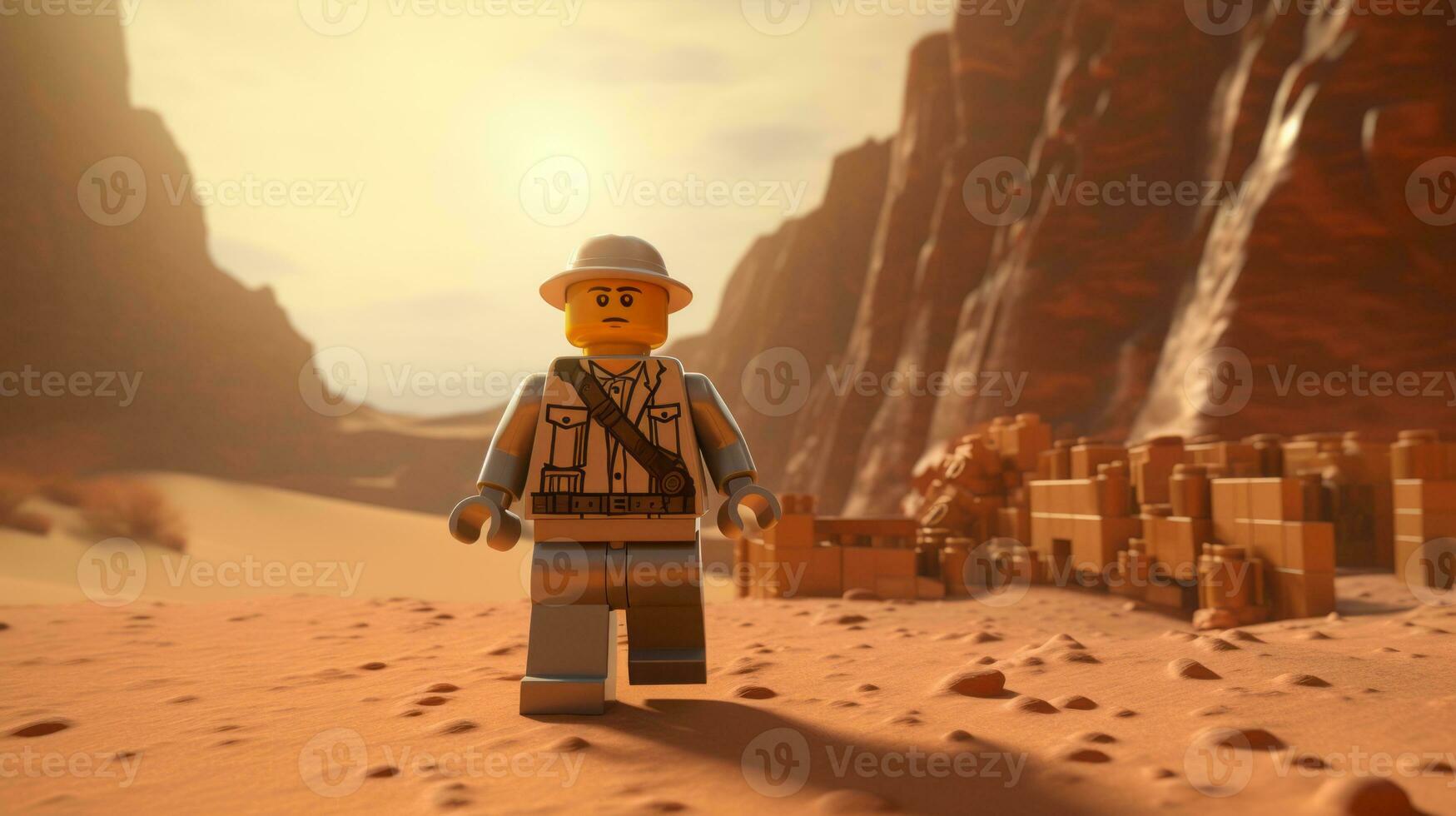 Lego Charakter erkunden ein Epos Lego Welt ai generativ foto