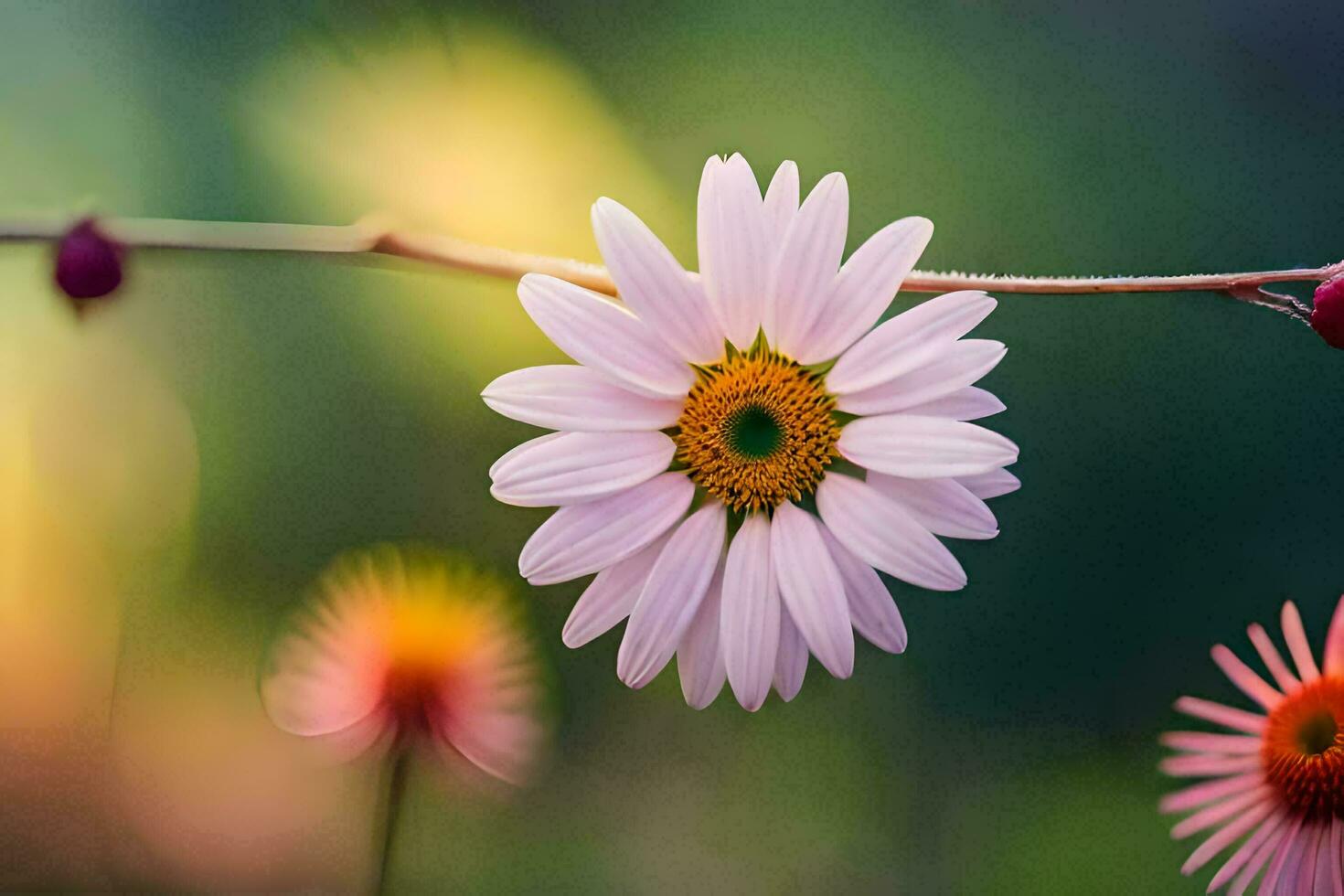 ein Single Blume ist gezeigt im das Vordergrund. KI-generiert foto