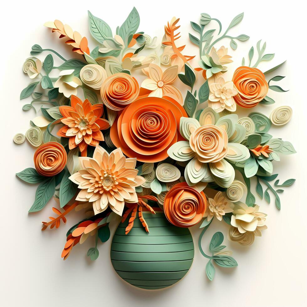 ai generativ Vase mit Blumen im es auf ein Weiß Hintergrund foto