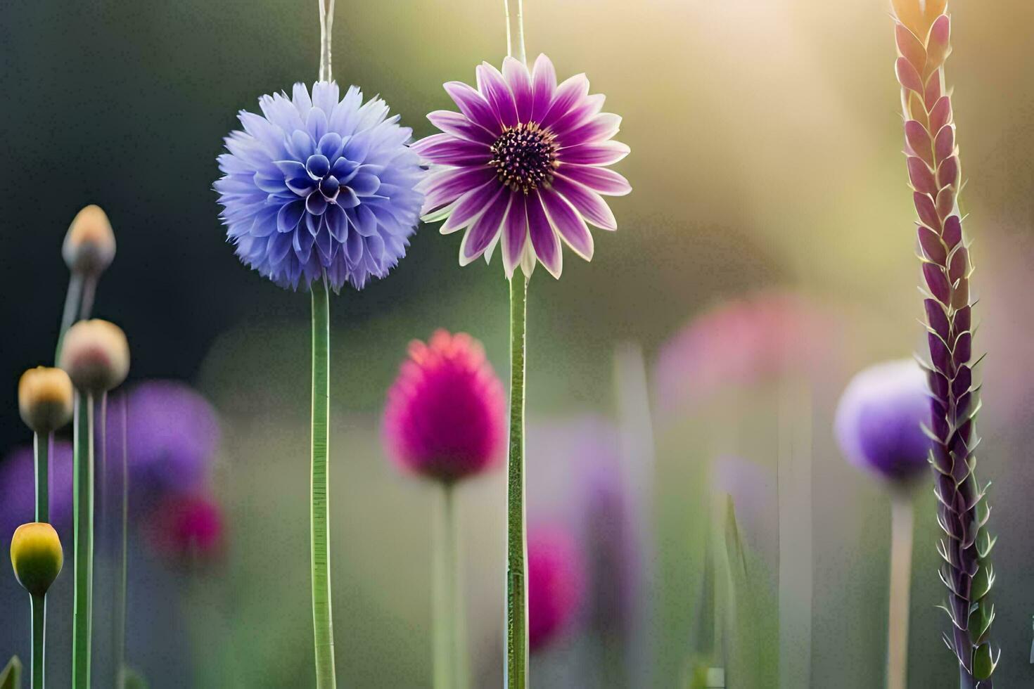 Blumen im das Garten Hintergrund. KI-generiert foto