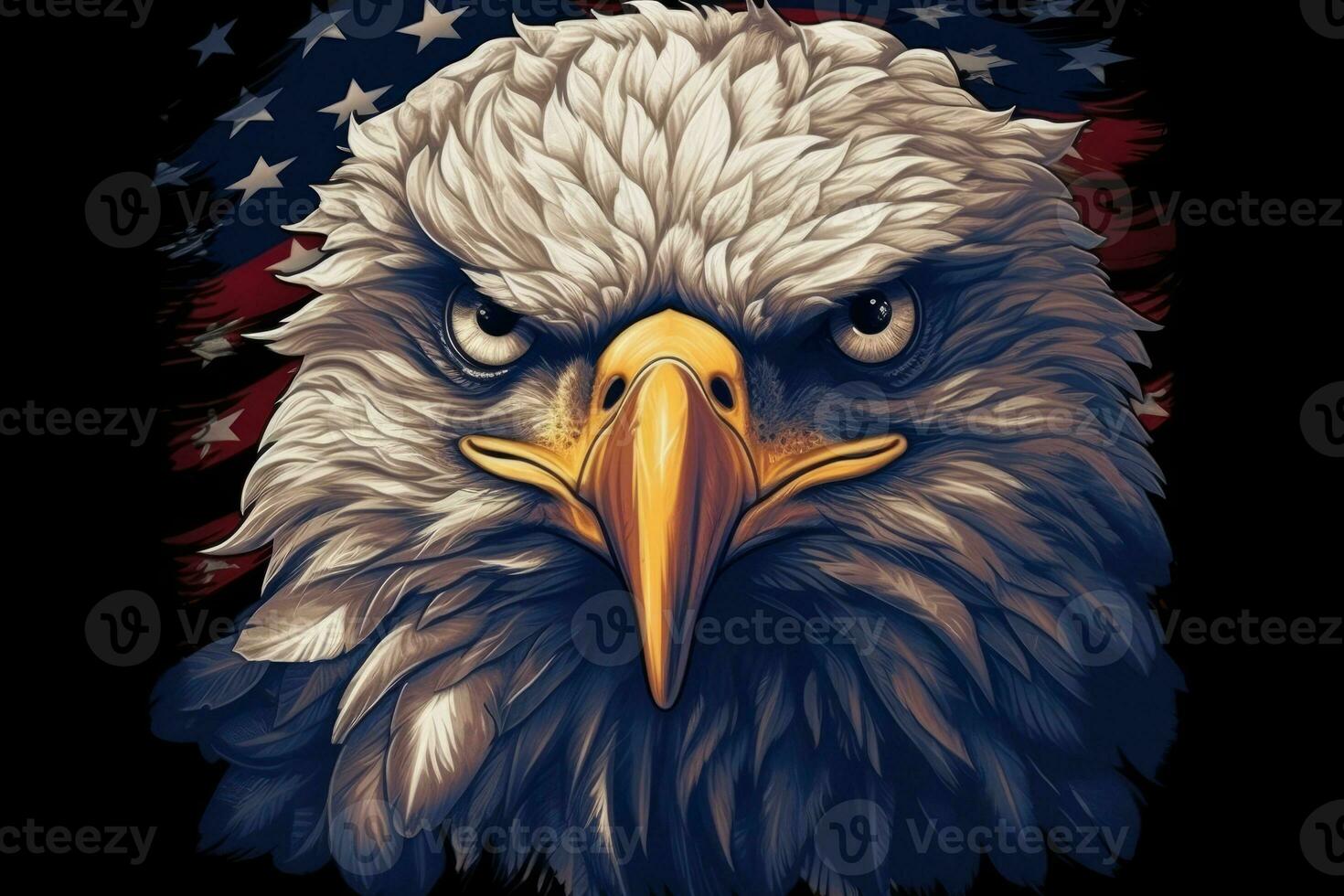 Adler Kopf mit amerikanisch Flagge Muster Unabhängigkeit Tag Veteranen Tag 4 .. von Juli. generativ ai foto