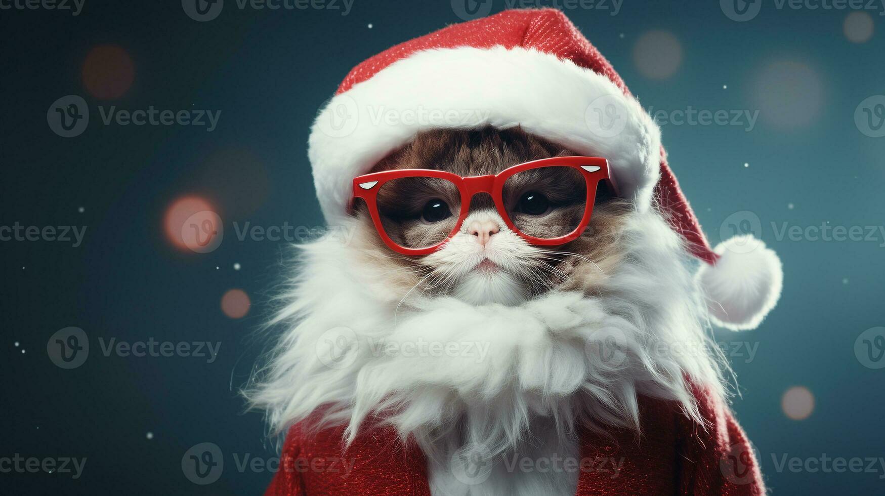 süß Katze tragen Santa claus Kostüm im Weihnachten Party .Fröhlich Weihnachten Konzept.erstellt mit generativ ai Technologie foto