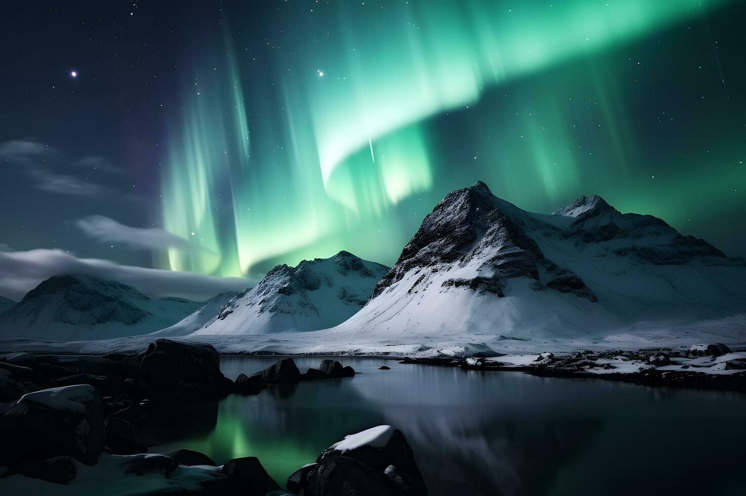 Aussicht von Landschaft Schuss von das Nord Licht ai generativ foto