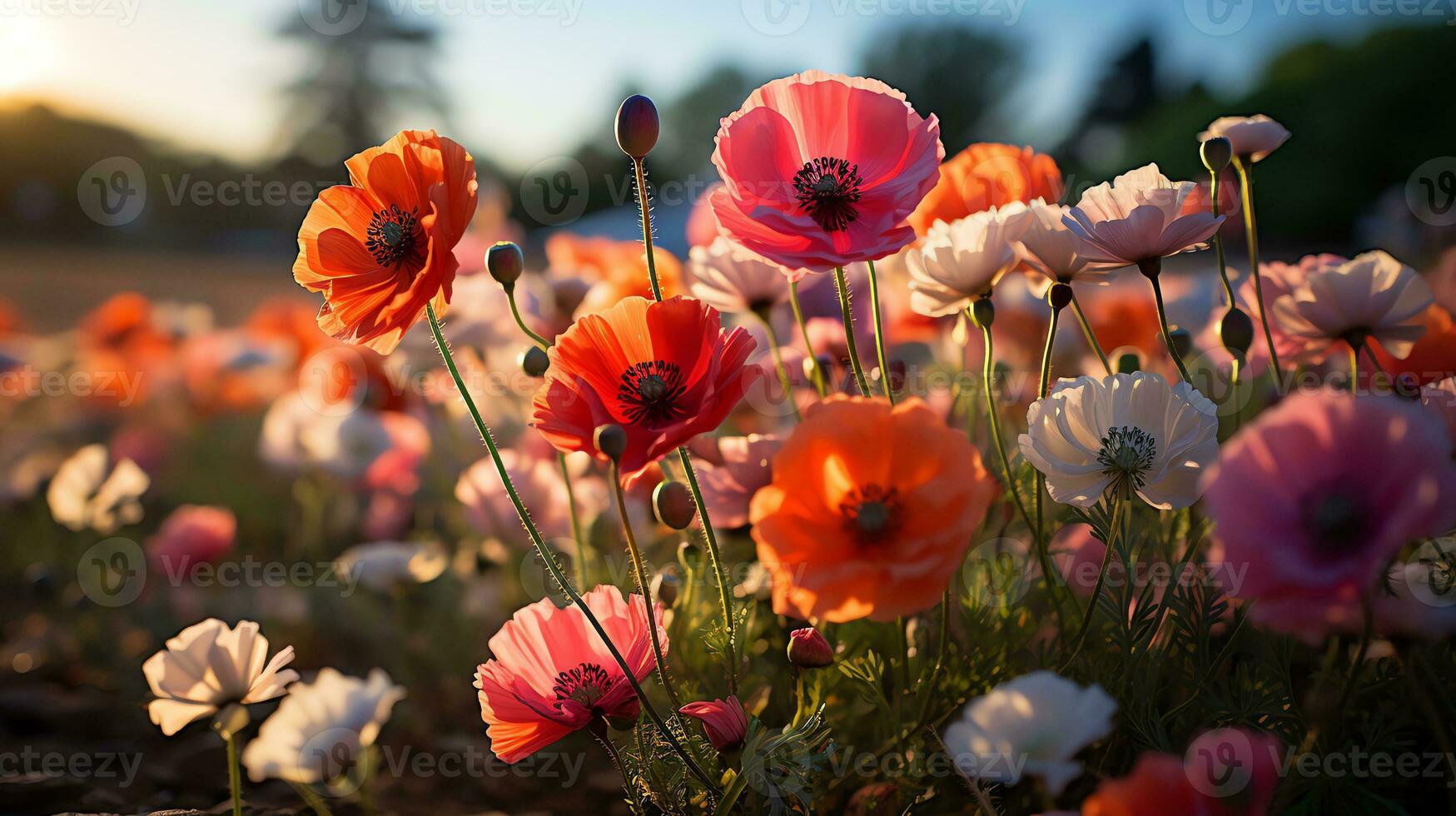 schön Blume Feld Landschaft ai generativ foto