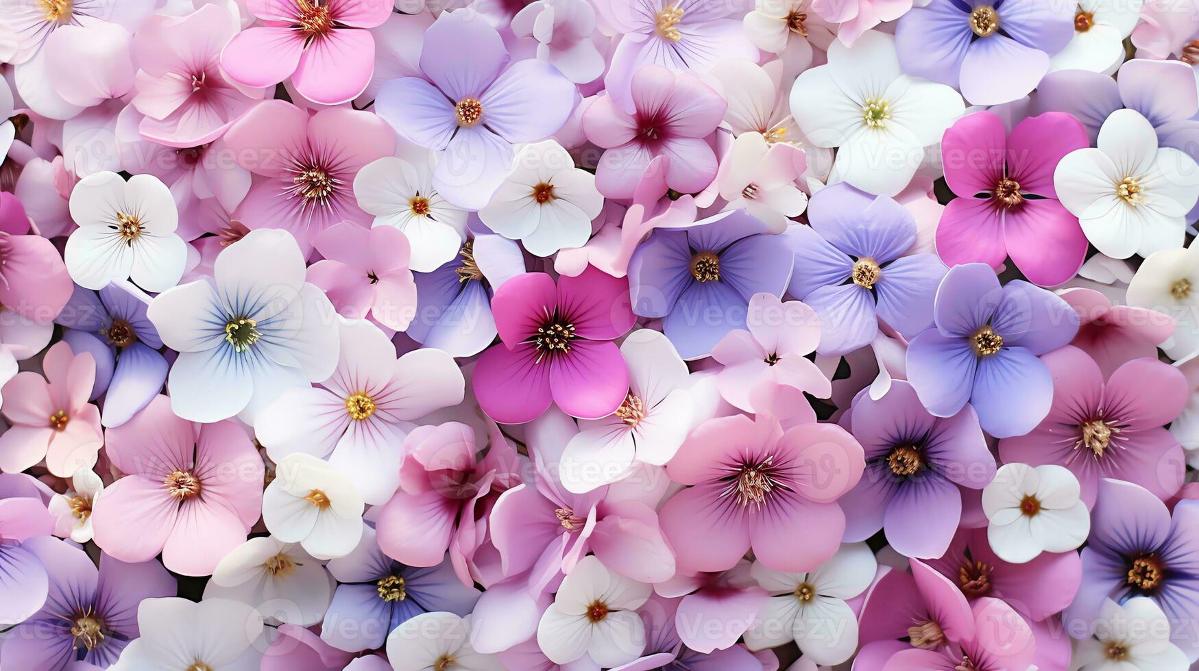 ein Bündel von Blumen sind vereinbart worden im ein Muster ai generativ foto