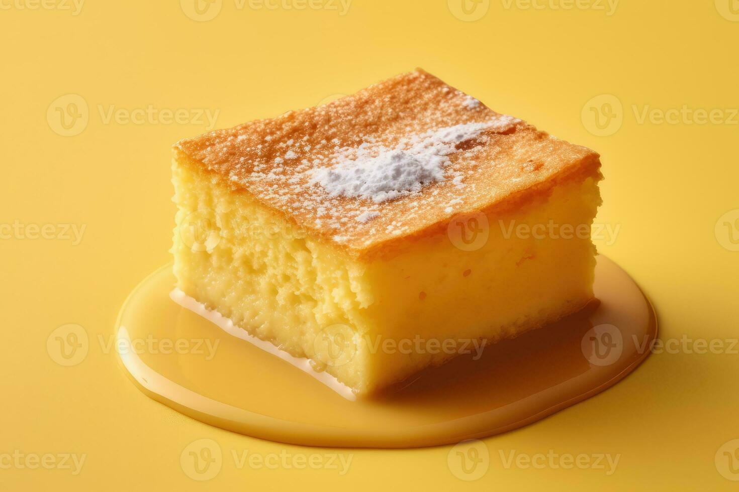 ein Stück von Kuchen auf ein Gelb Hintergrund foto