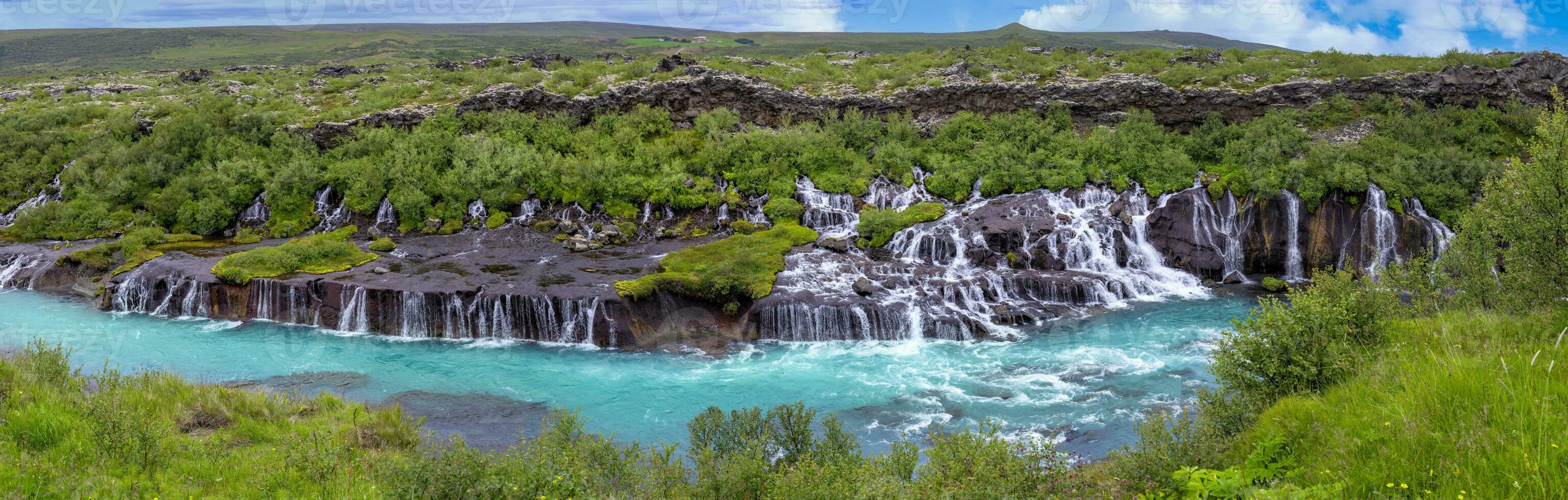 Wahrzeichen berühmt Island, hraunfossar und Barnafoss Wasserfälle in der Nähe von Reykjavik foto