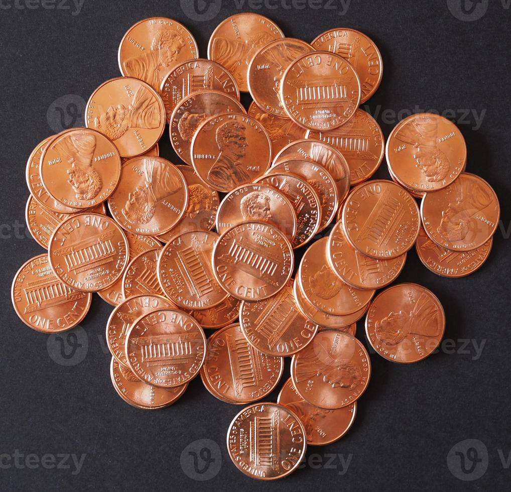 Dollarmünzen 1 Cent Weizengroschen Cent foto