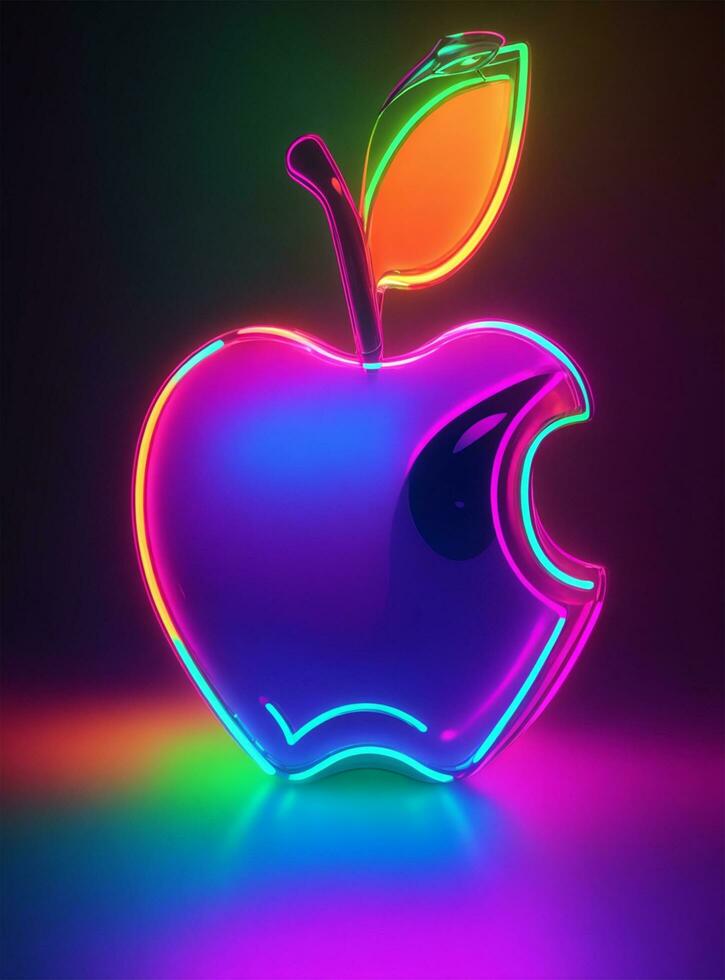 Neon- Apfel Logo Hintergrund foto