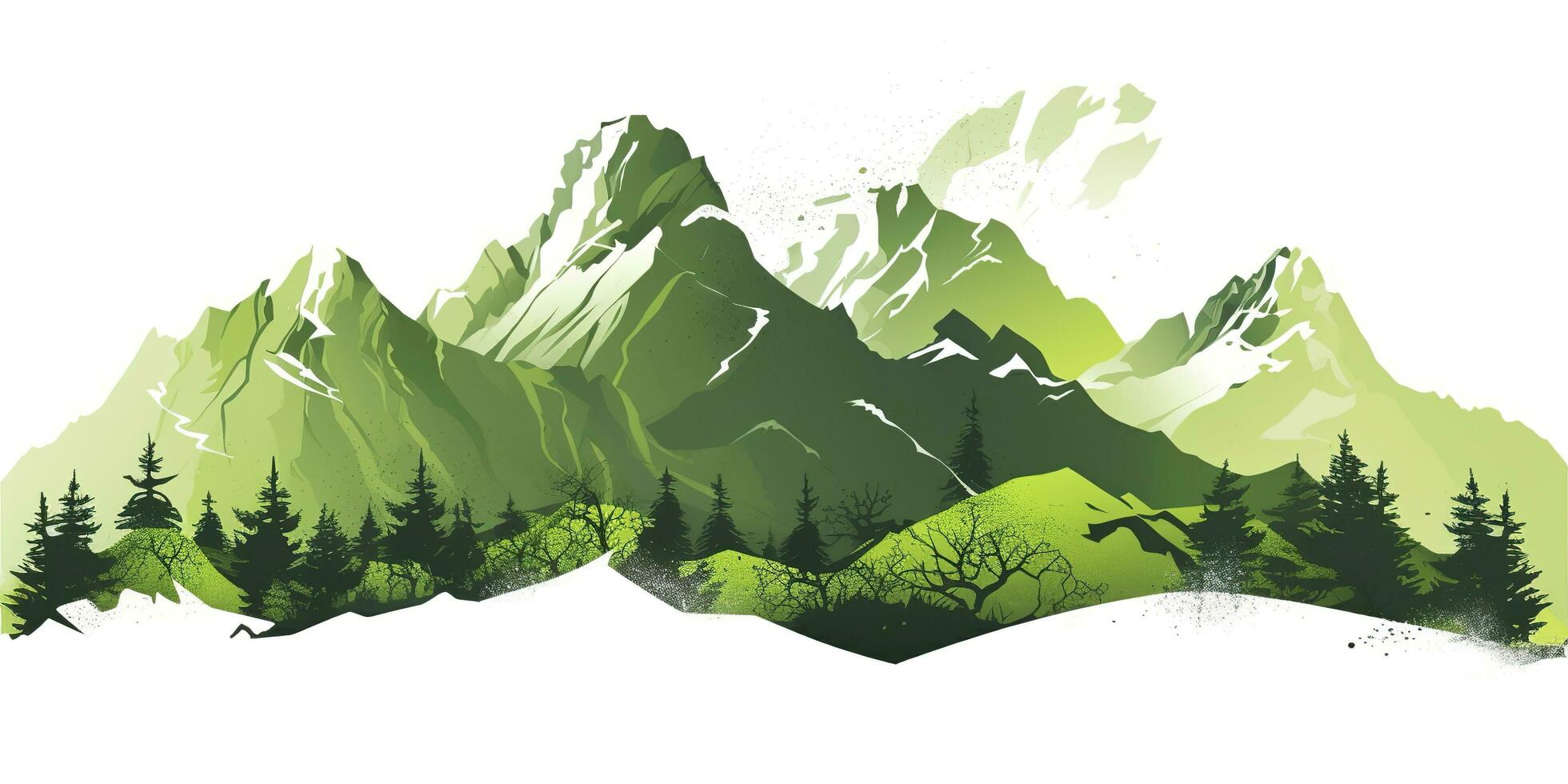 Grün Berg Bereiche auf Weiß Hintergrund. ai generativ foto